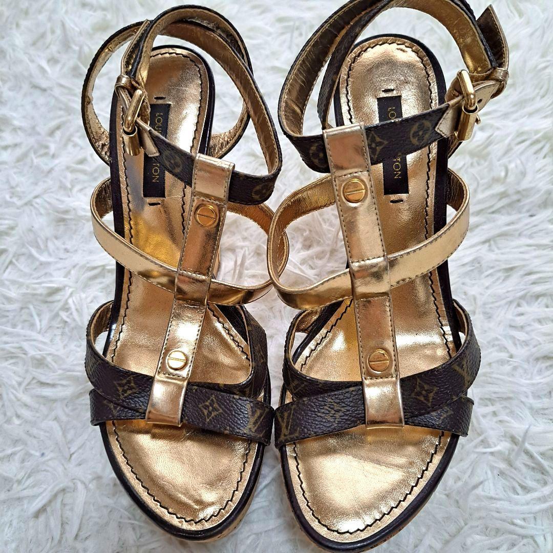 【LOUIS VUITTON】サンダル　モノグラム　ストラップ　ウェッジサンダル