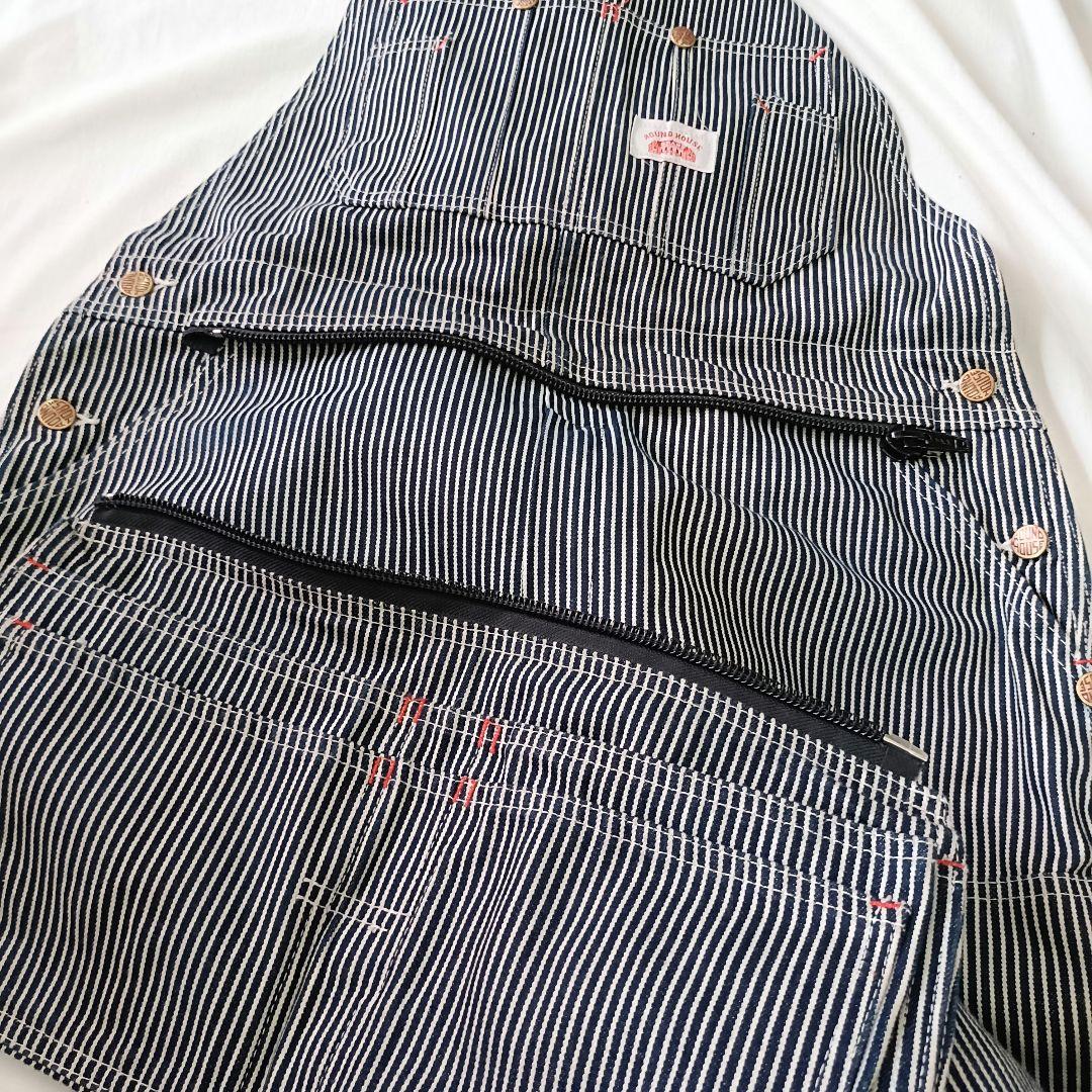 ROUNDHOUSE/オーバーオール/アメリカ製/ストライプ/ワーク/バイク