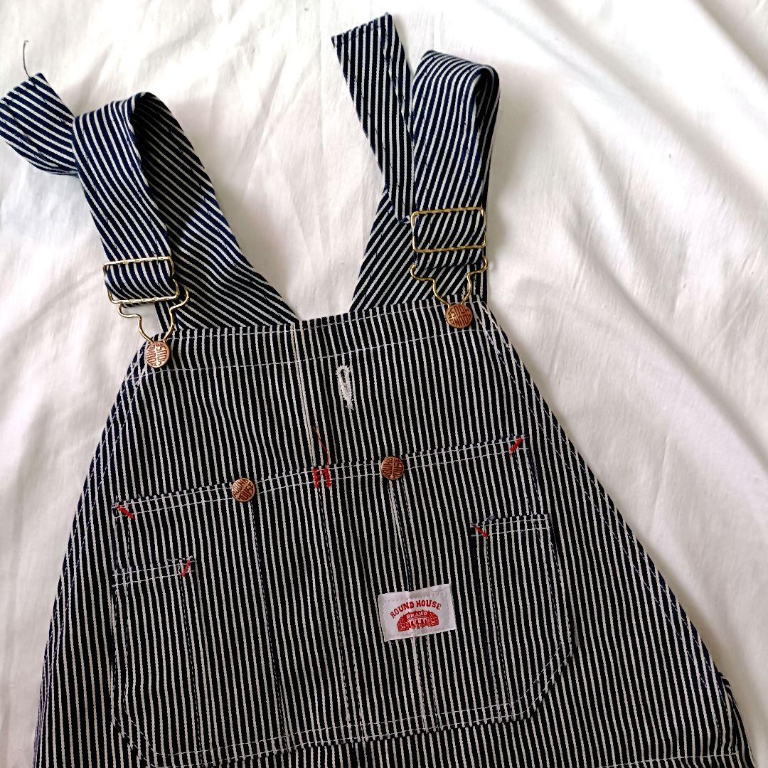 ROUNDHOUSE/オーバーオール/アメリカ製/ストライプ/ワーク/バイク