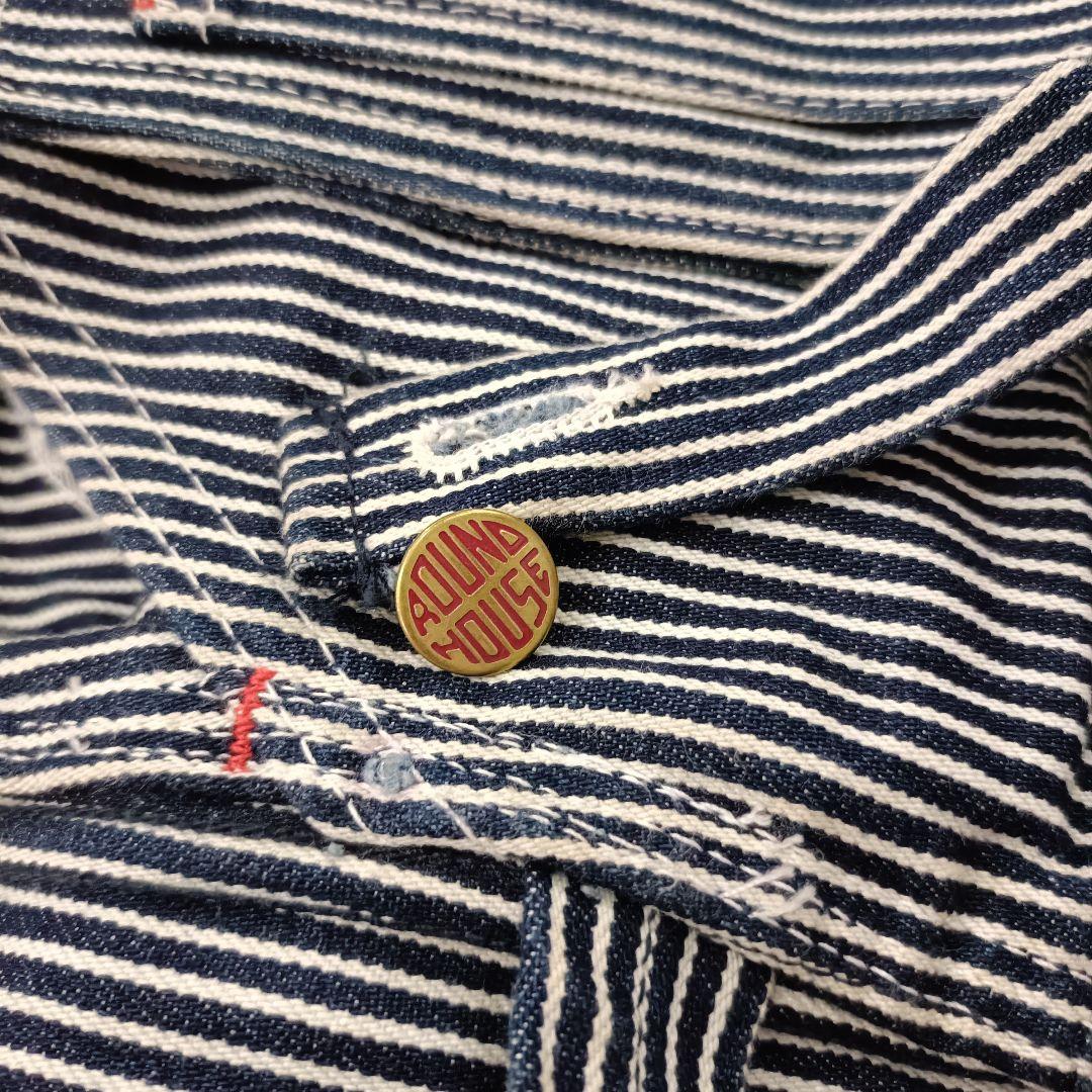 ROUNDHOUSE/オーバーオール/アメリカ製/ストライプ/ワーク/バイク