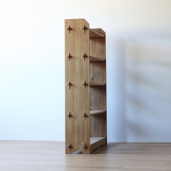 アンティーク 楔本棚 書棚 ナラ 無垢材 オープン棚 古家具 無塗装