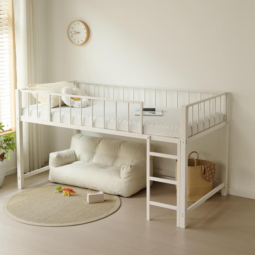 最後1セット！ロフトベッド（S） 高さ110cm下収納 省スペース　WHITE