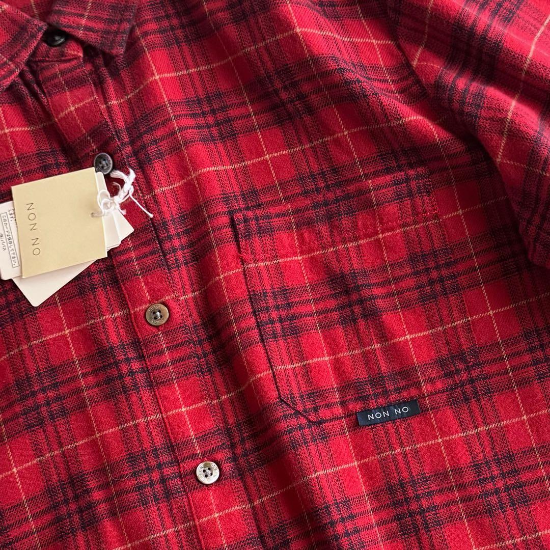 未使用NON NO マドモアゼルノンノン チェックネルシャツ PAPAS