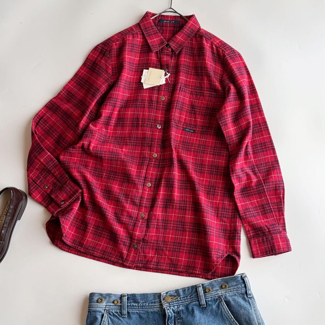 未使用NON NO マドモアゼルノンノン チェックネルシャツ PAPAS