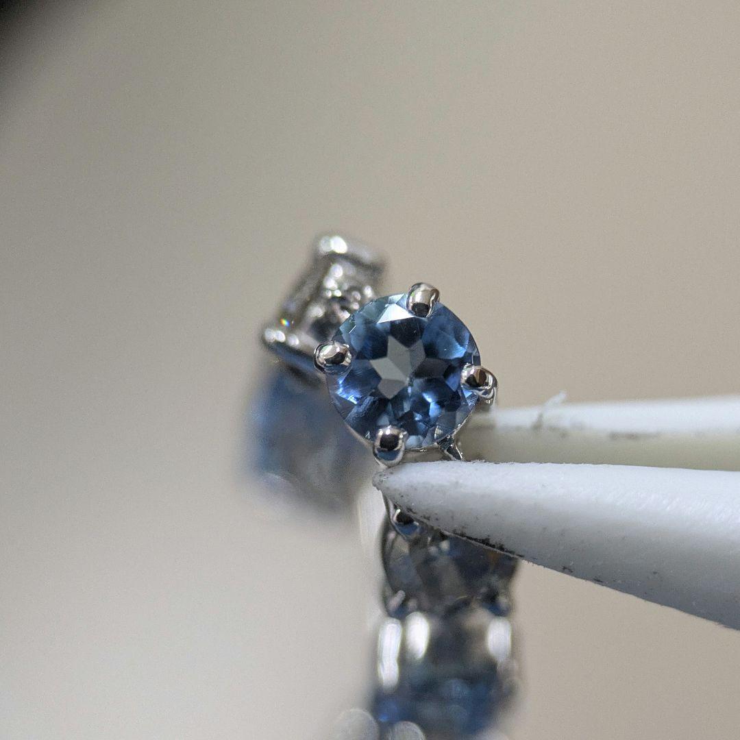 PT900 アクアマリン ダイヤモンド 6連 ピアス 片側 半ペア