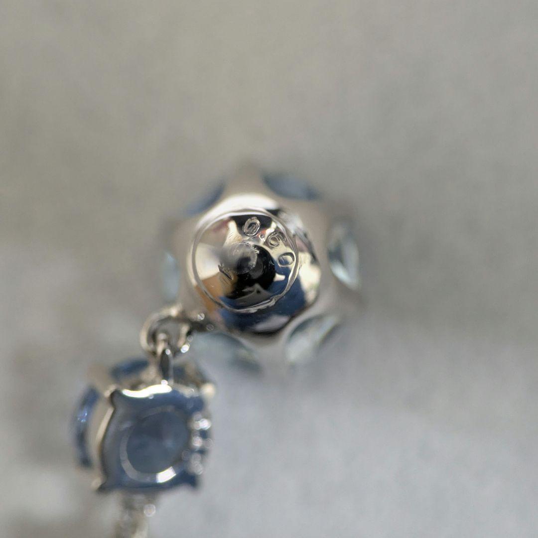 PT900 アクアマリン ダイヤモンド 6連 ピアス 片側 半ペア