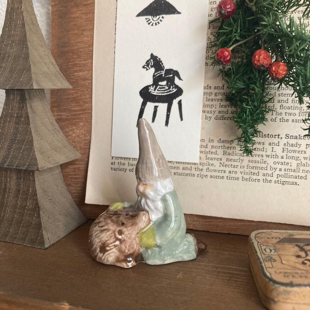 北欧ヴィンテージ【珍】優しいお色味のトムテたち（リス/ウサギ/ハリネズミ）セット