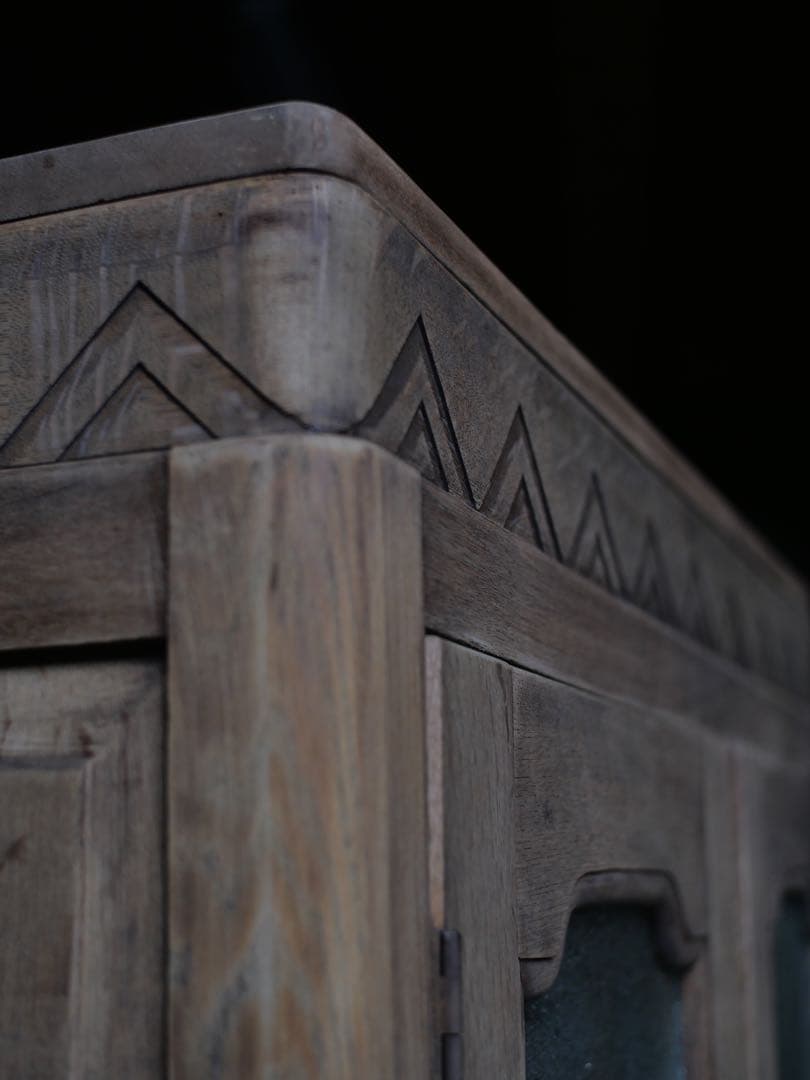 食器棚　ダイヤガラス　収納　器　食器　古家具　古道具　アンティーク　昭和レトロ