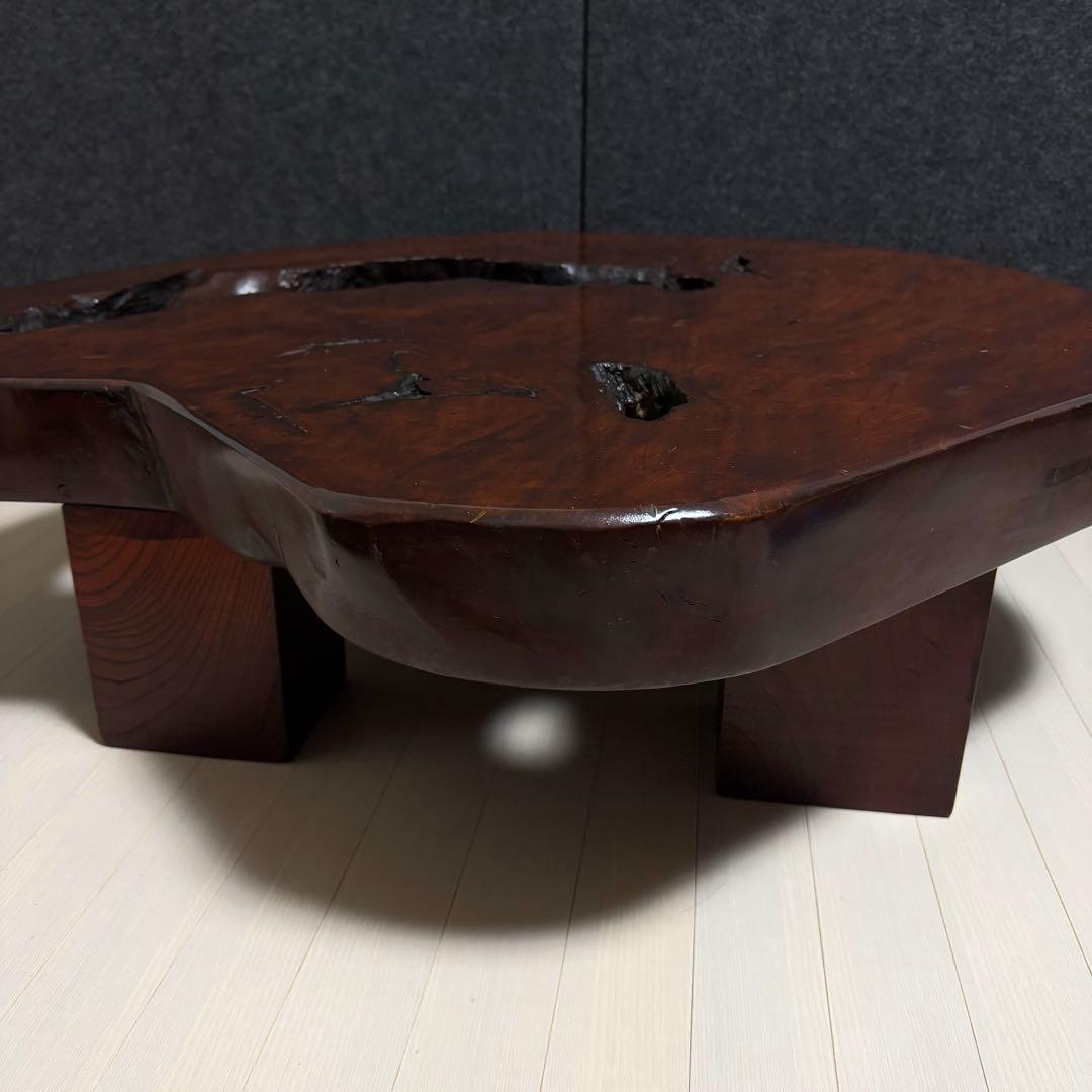 無垢材　天然木　一枚板　座卓　ちゃぶ台　ローテーブル　飾り台　花台　レトロ