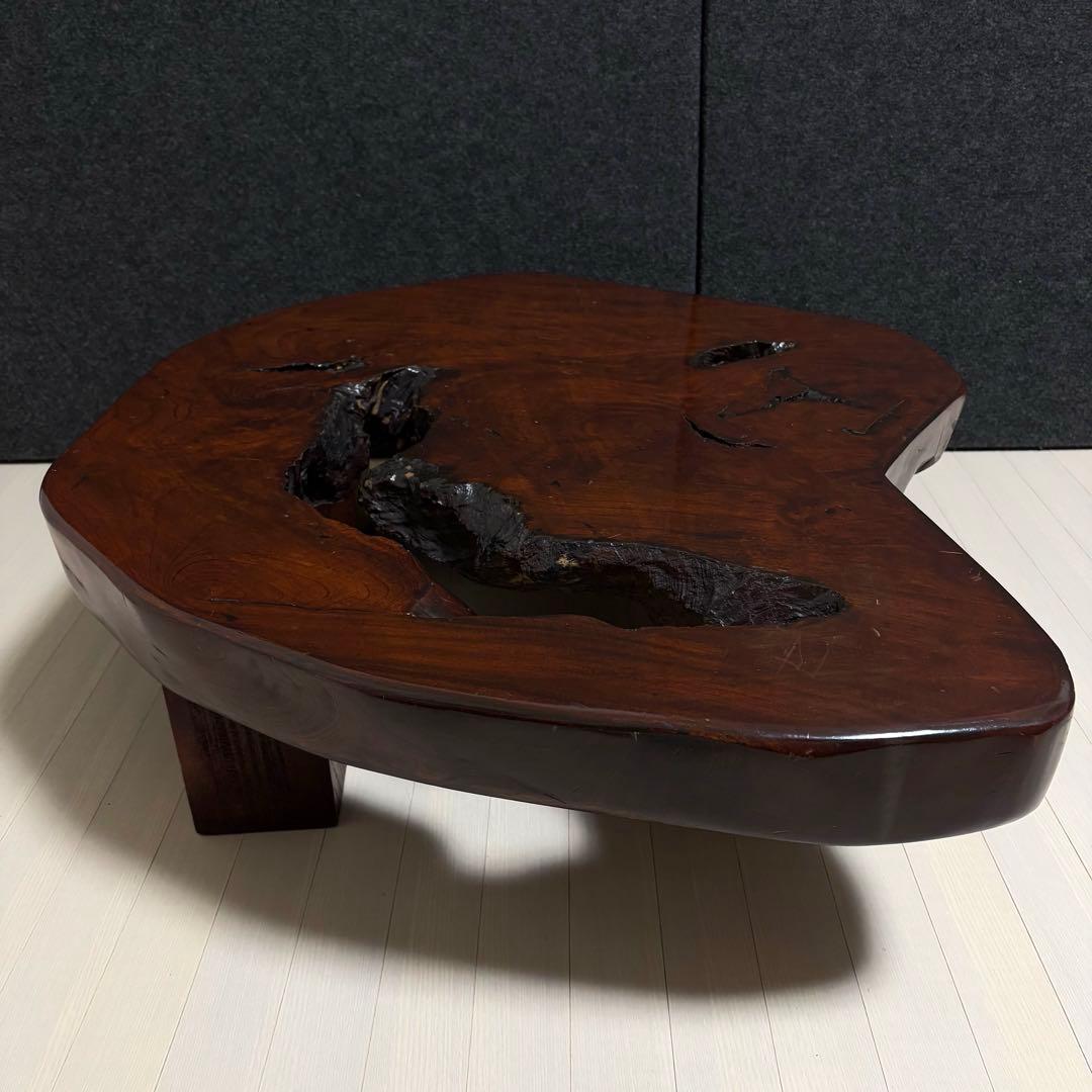 無垢材　天然木　一枚板　座卓　ちゃぶ台　ローテーブル　飾り台　花台　レトロ