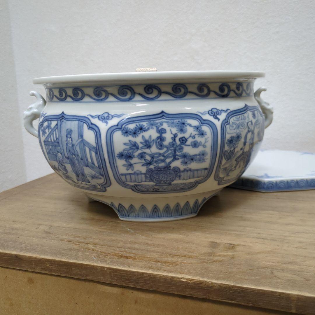 瓶掛　青白磁 　灰　五徳　敷板付き　茶道具　煎茶道具　火鉢