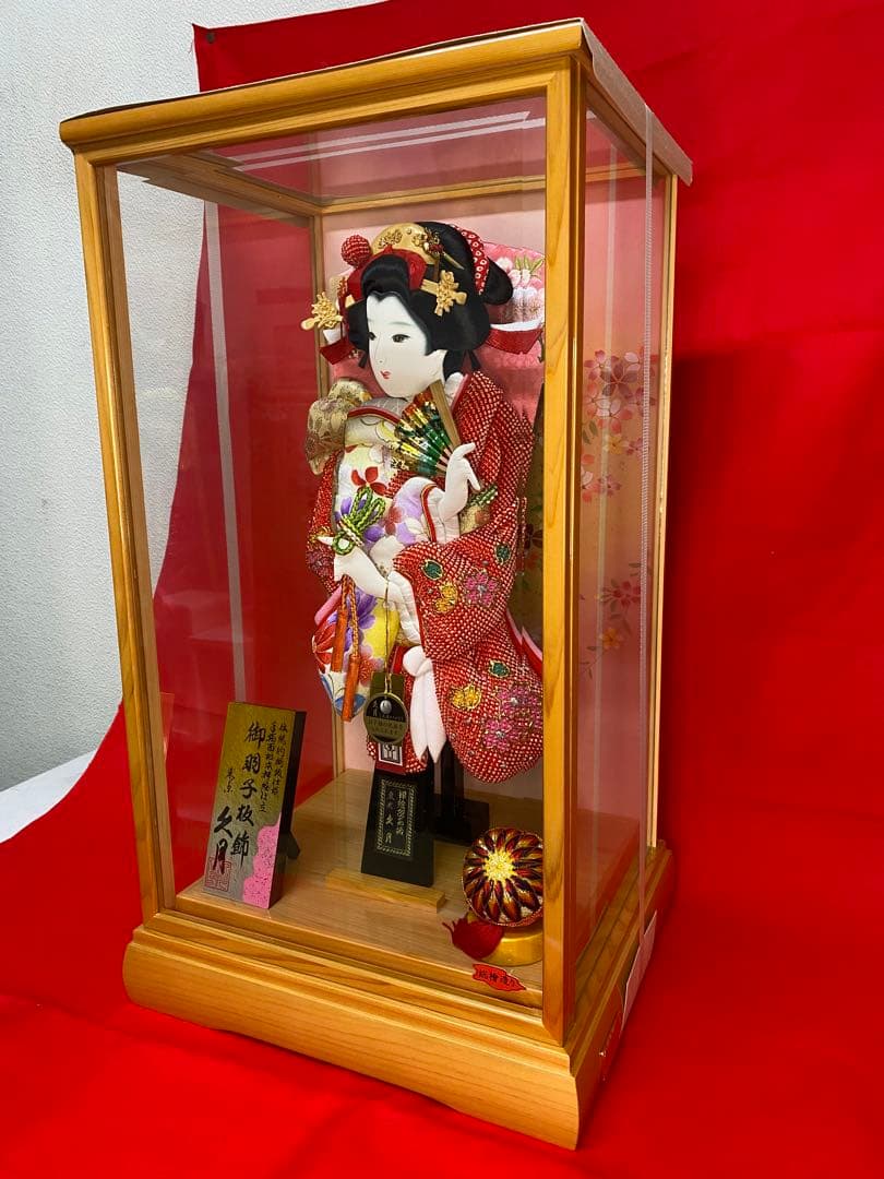 東京久月　名入れ付羽子板ガラスケース１５号・間口約３３×奥行約２９×高さ約６０㎝