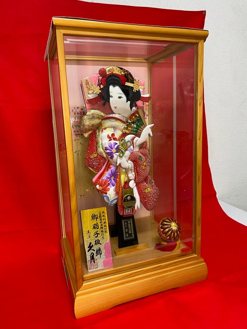 東京久月　名入れ付羽子板ガラスケース１５号・間口約３３×奥行約２９×高さ約６０㎝