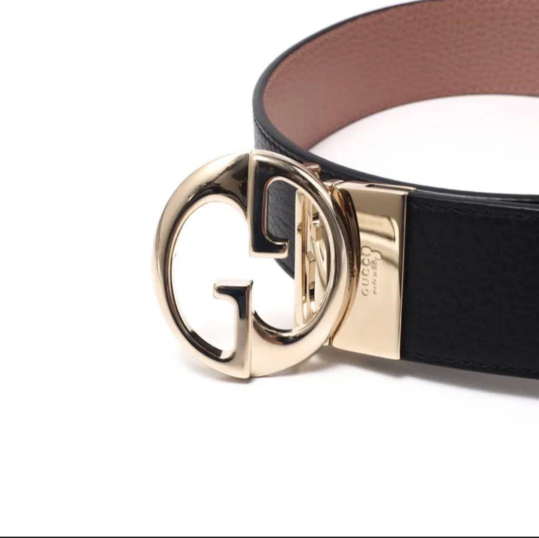 GUCCI GGロゴバックル リバーシブルベルト ピンク ブラック
