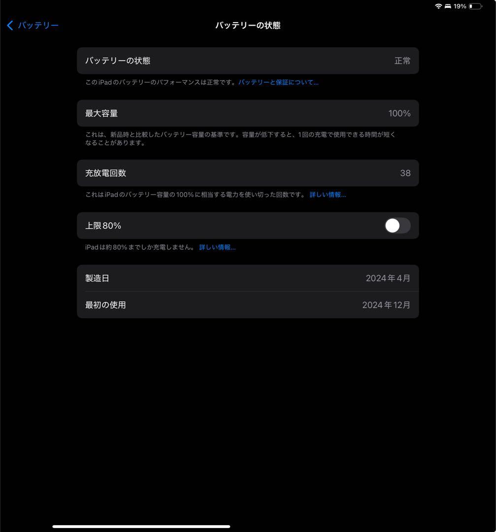M4 ipad pro 13インチ　Wi-Fi 512GB 最大容量100%