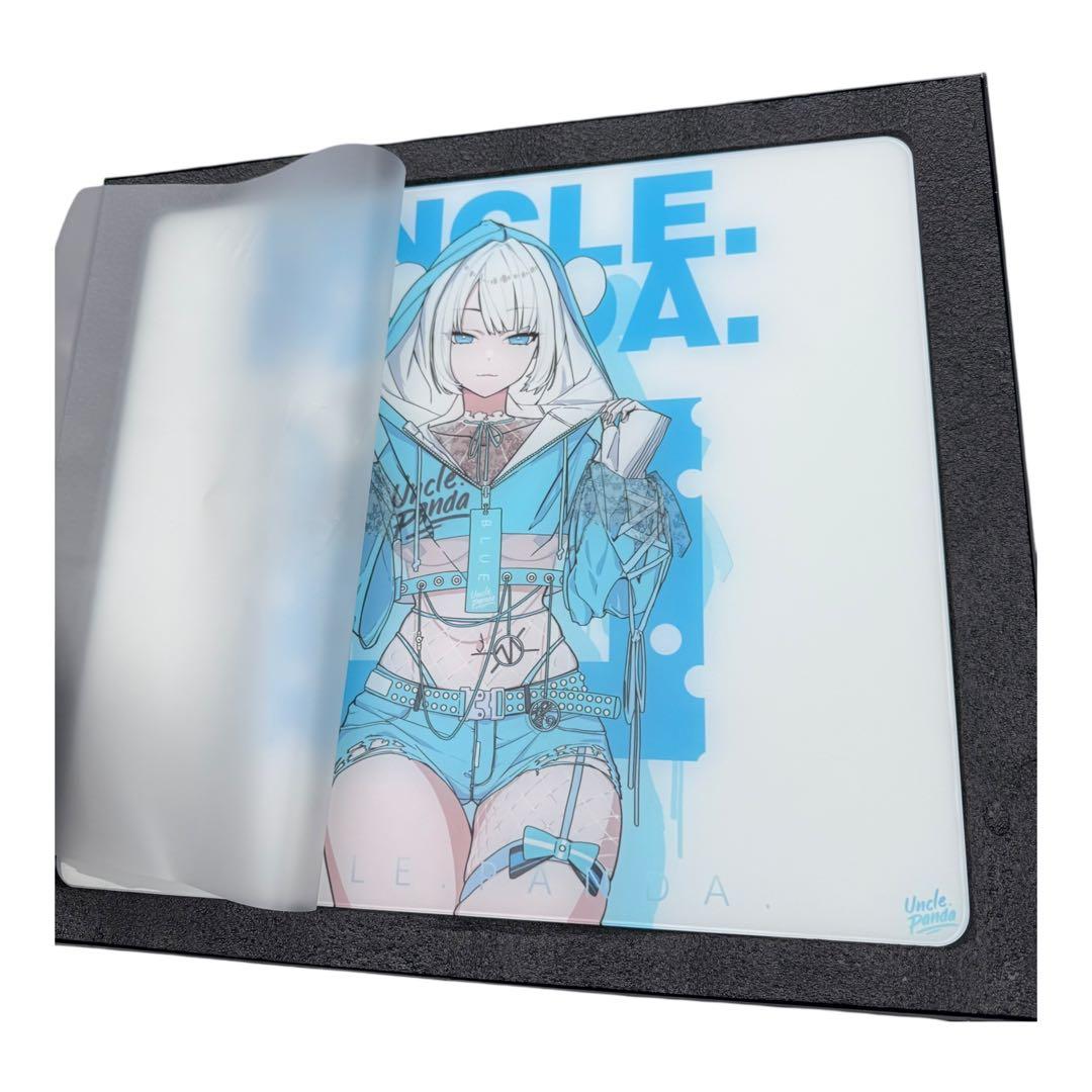 Uncle Panda ガラスマウスパッド BLUE-SP 特別版 イラスト入り