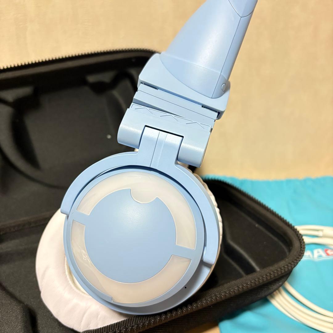 【極美品 YOWU】猫耳ヘッドホン ワイヤレス 第3世代 LED 水色 マイク