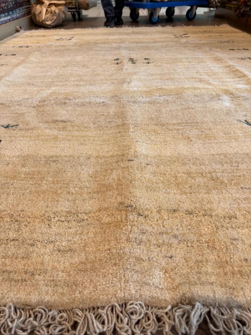 266x209cm 手織りペルシャギャッベ リビングラグ ナチュラル イラン