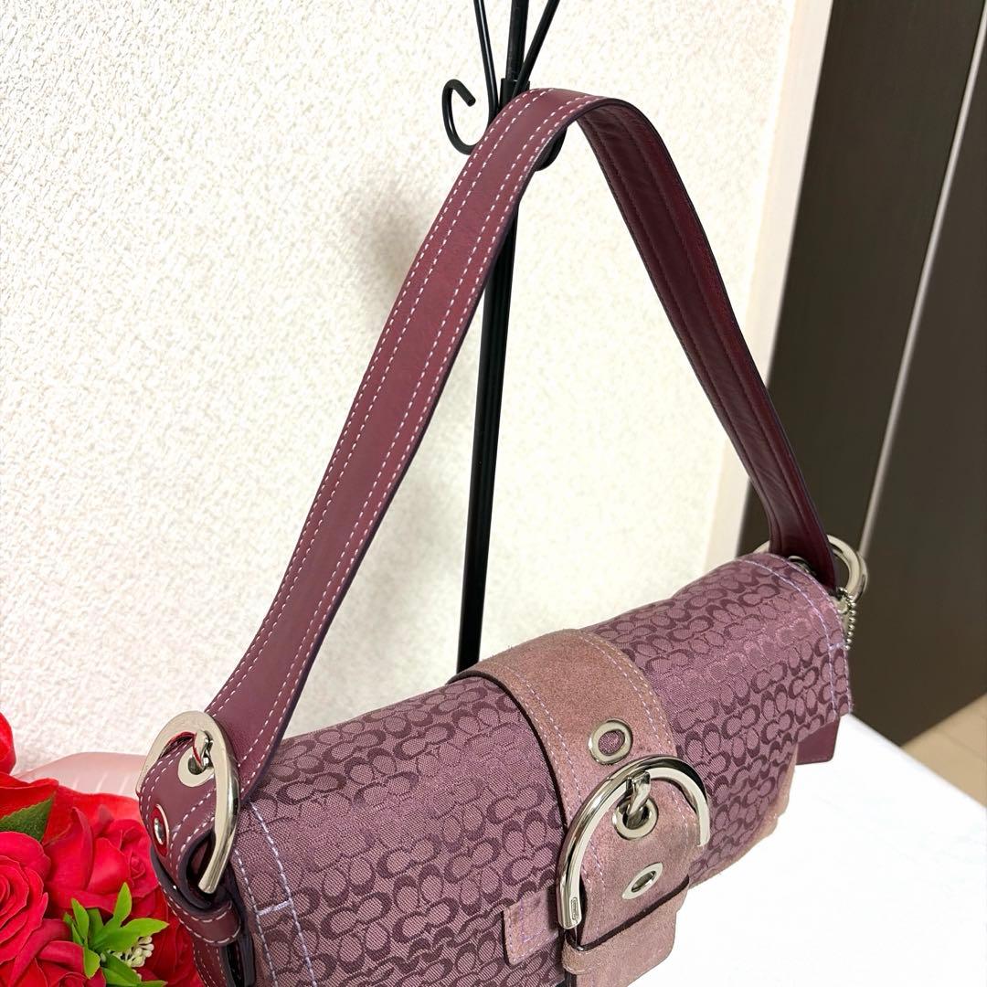 バッグ RARE COACH SOHO signature purple bag