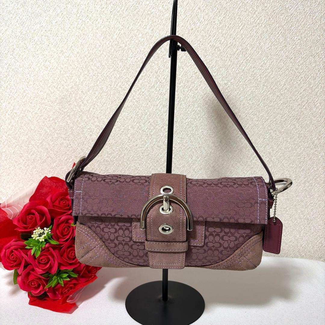 バッグ RARE COACH SOHO signature purple bag
