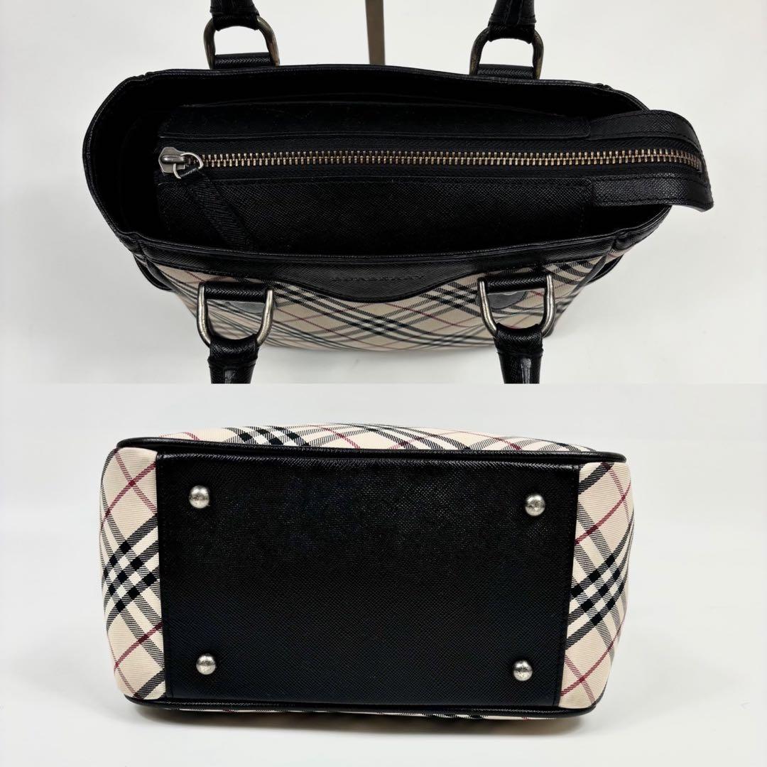 極美品 バーバリー　ハンドバッグ　キャンバス　革　スクエア　ロゴエンボス　y2k