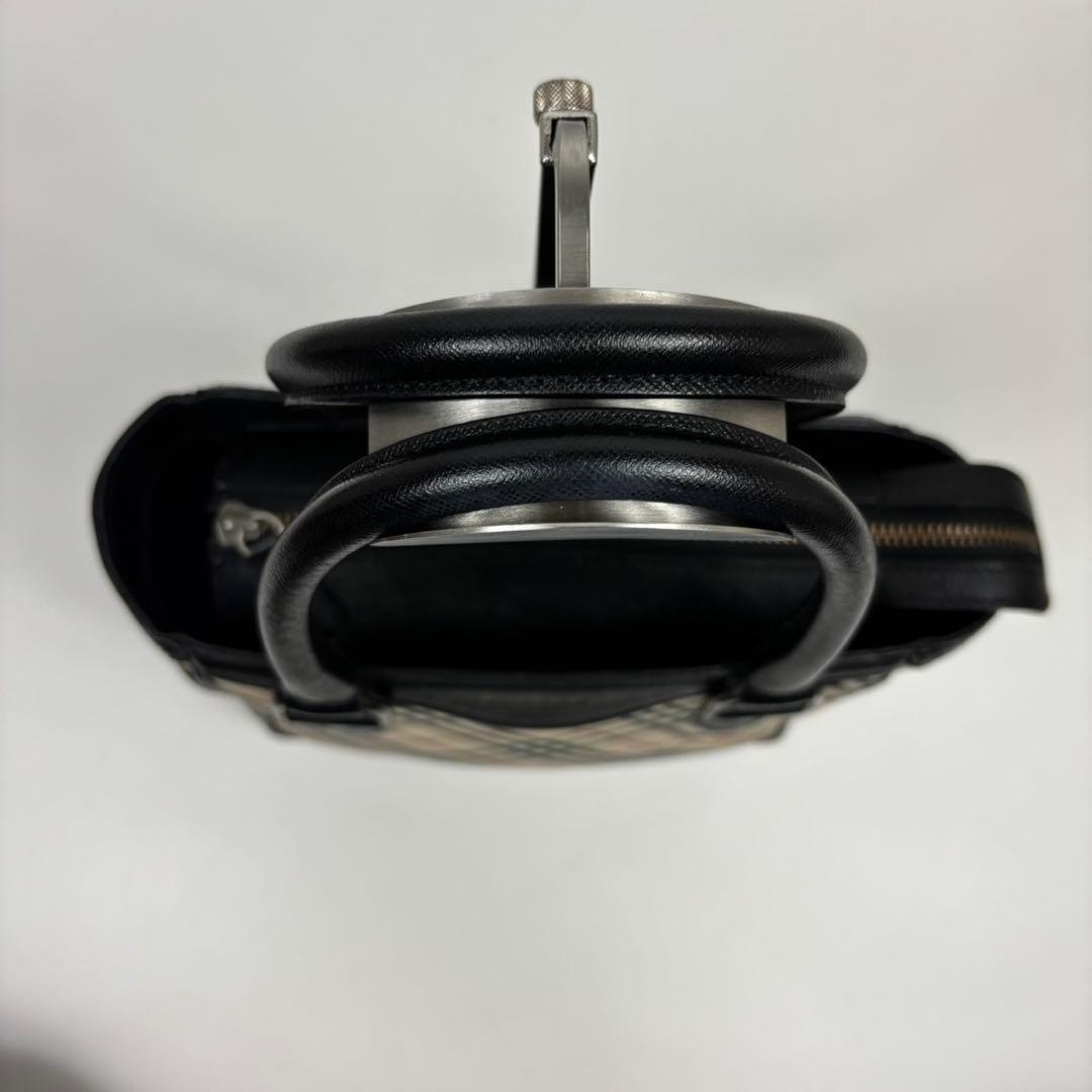 極美品 バーバリー　ハンドバッグ　キャンバス　革　スクエア　ロゴエンボス　y2k