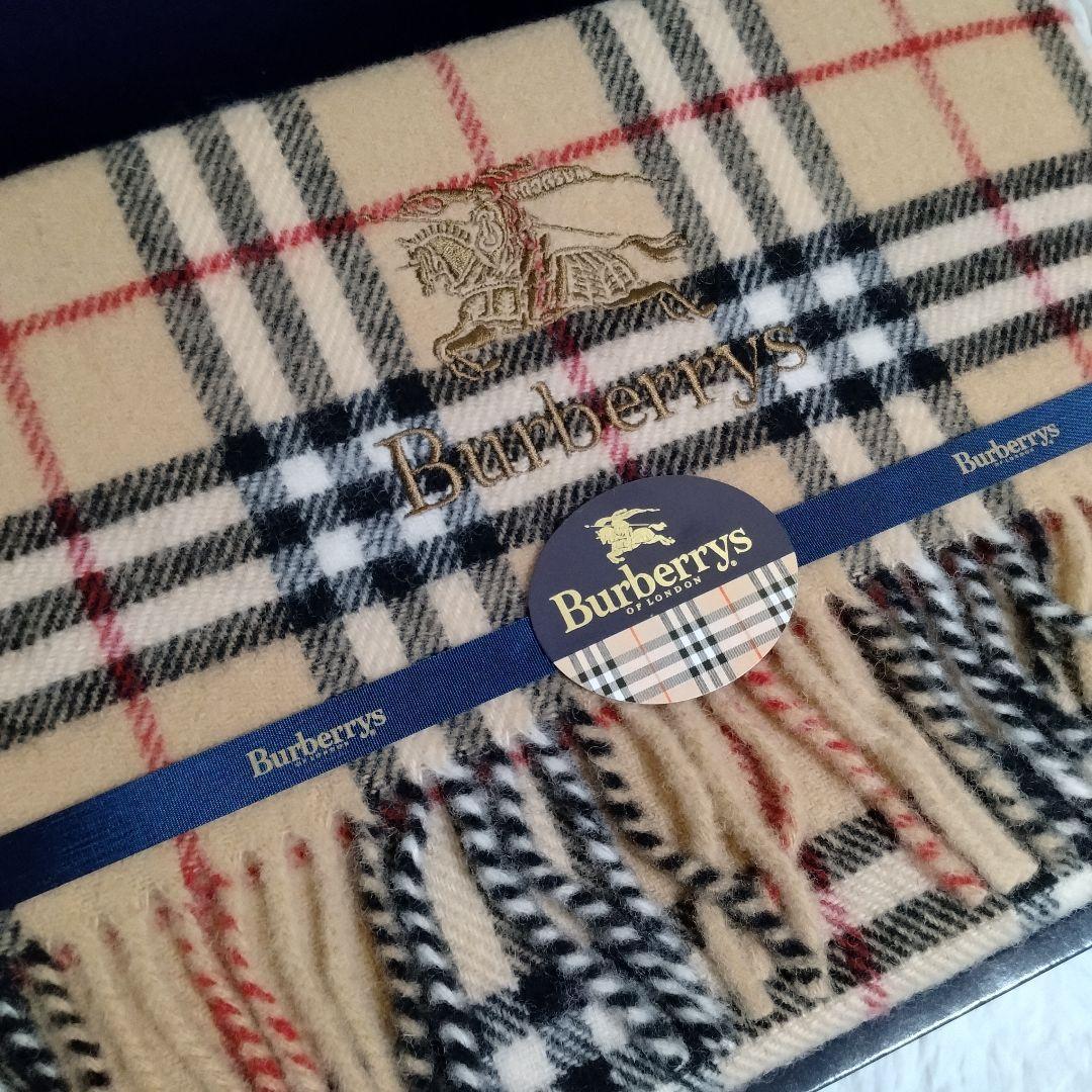 ✨未使用✨ バーバリー　刺繍　ノバチェック　ウール　ひざ掛け 65×120cm