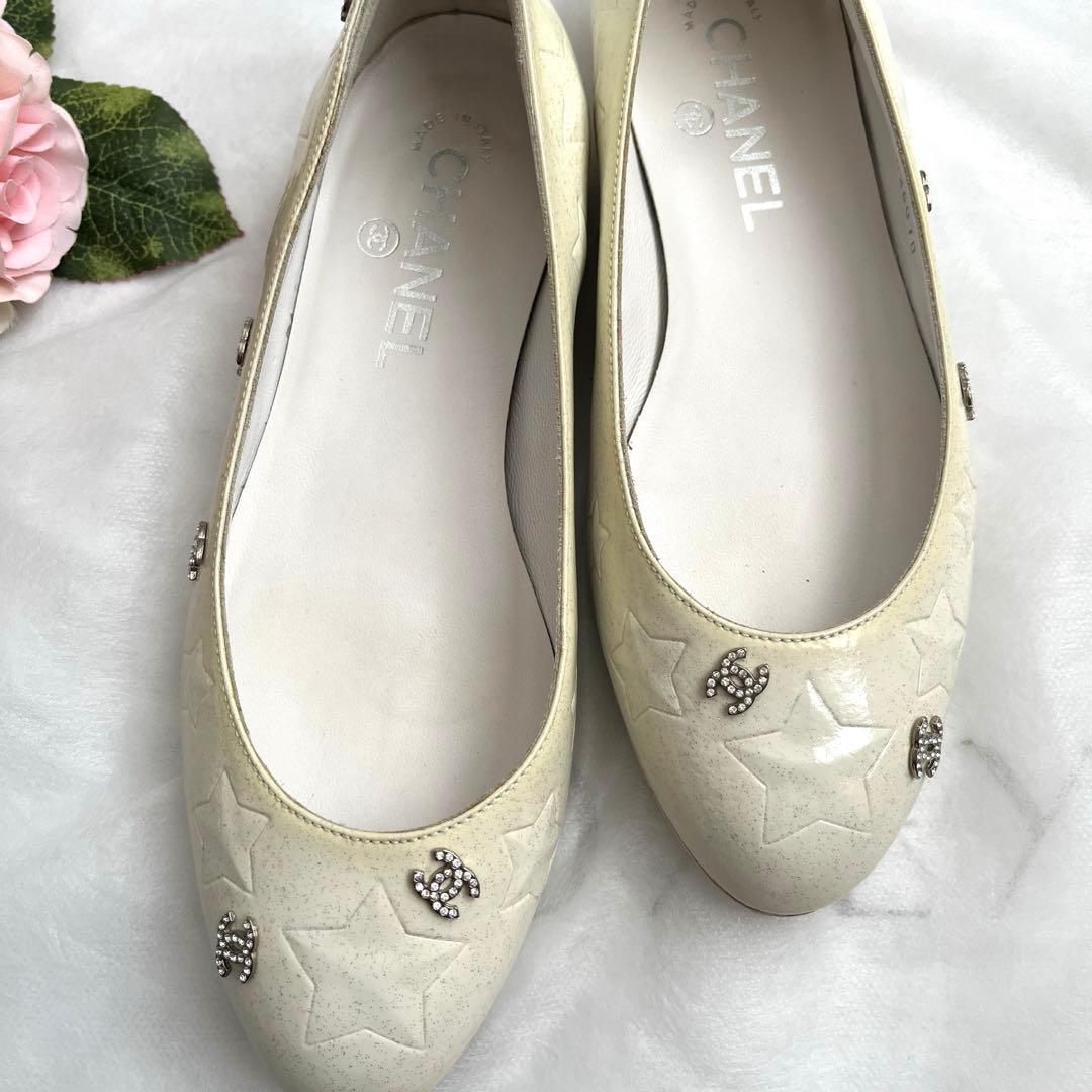 CHANEL 星型エンボス フラットシューズ　35 1/2