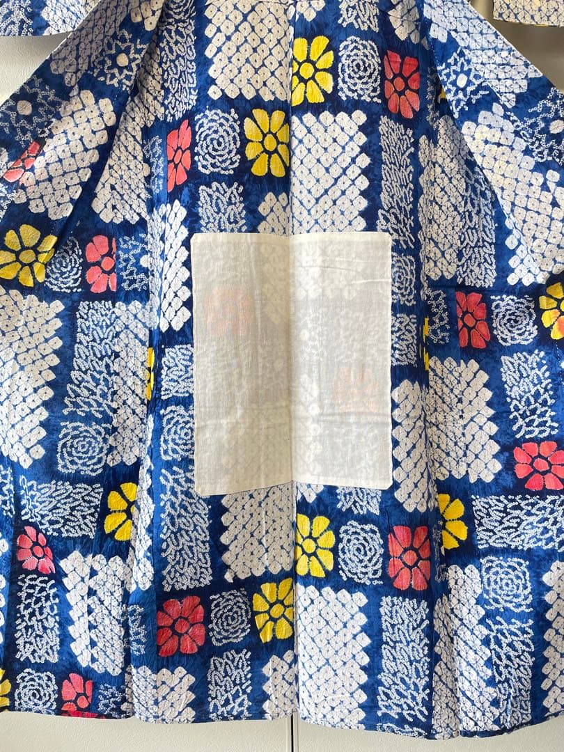 □夏涼浴衣　有松総絞り　可愛い花柄　身丈約159cm