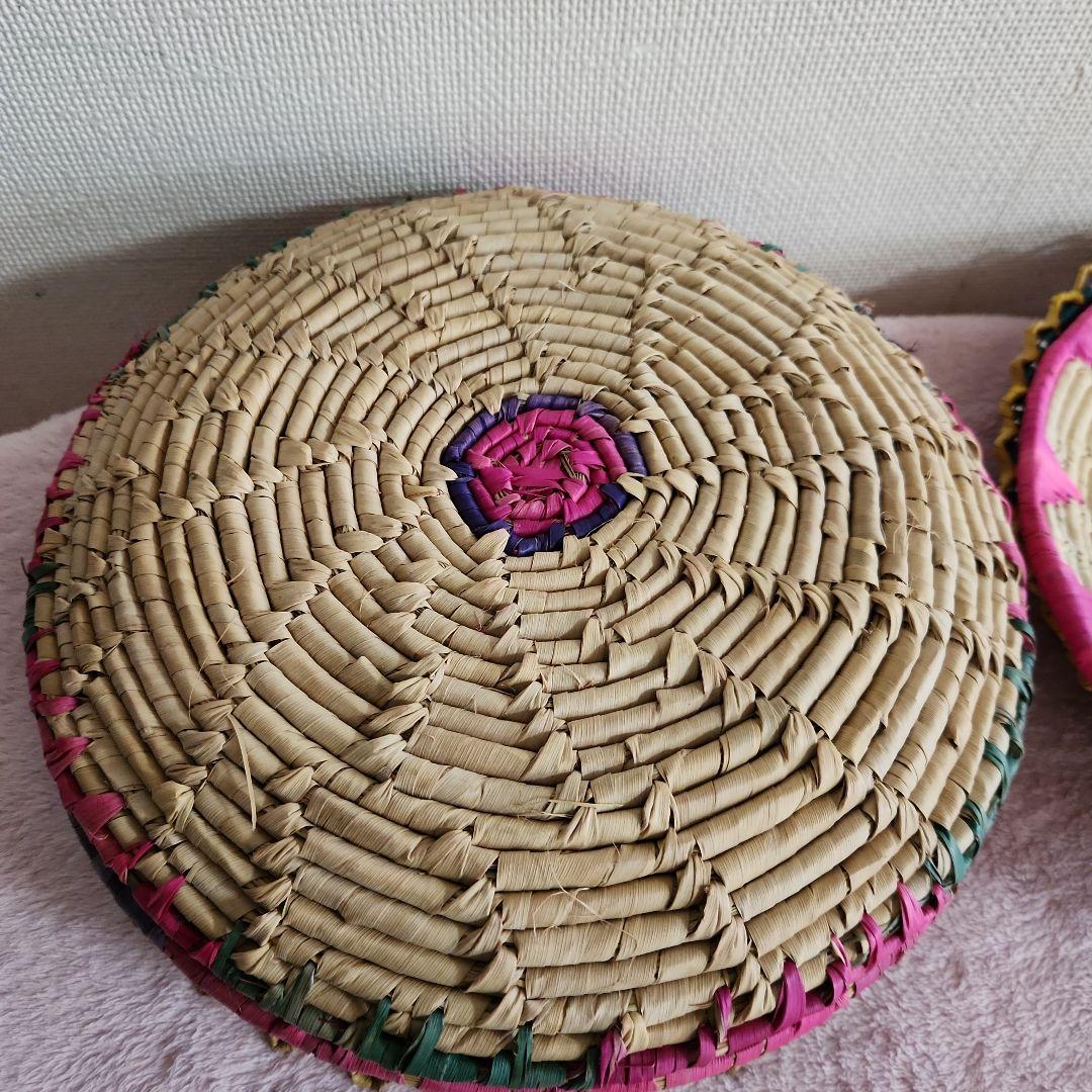 カラフルな円形バスケット6個セット