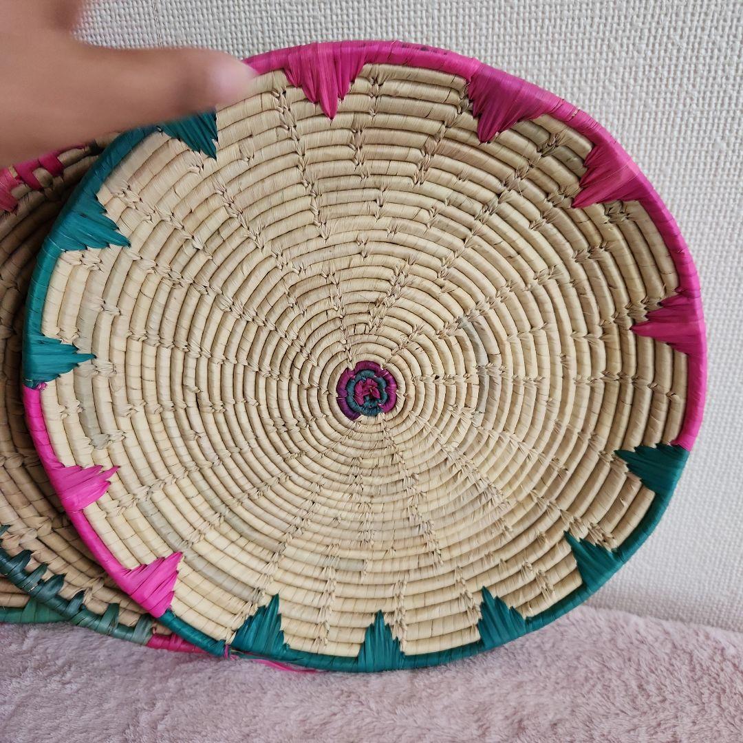 カラフルな円形バスケット6個セット