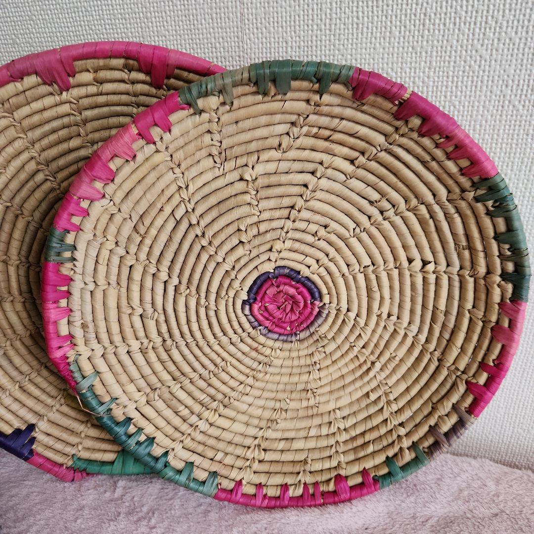 カラフルな円形バスケット6個セット