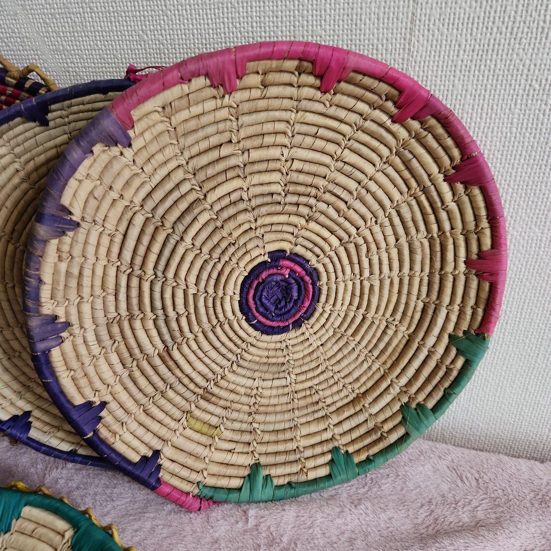 カラフルな円形バスケット6個セット