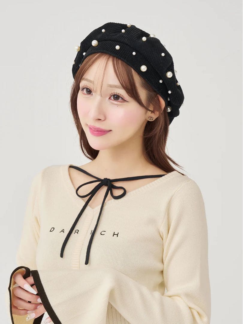 新品タグ付 ウエストオープンリボンデザインニットミニワンピース ダーリッチ F