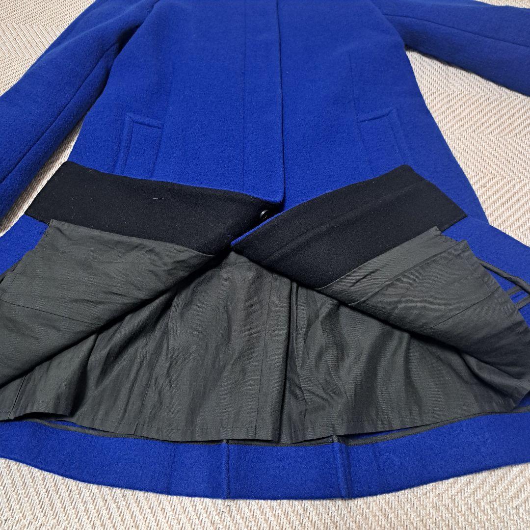 【美品】マカフィー　ジップアップ ノーカラー コート ブルー 36