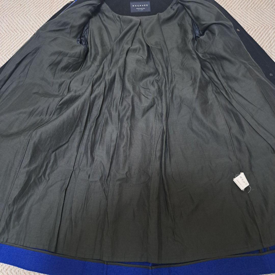 【美品】マカフィー　ジップアップ ノーカラー コート ブルー 36