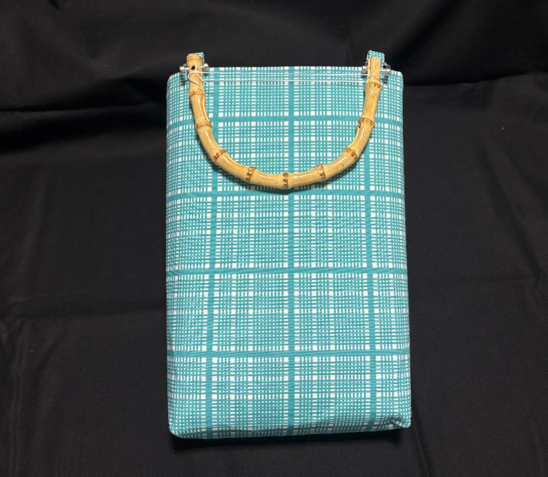 バンブー手提げ 翁格子 浅葱