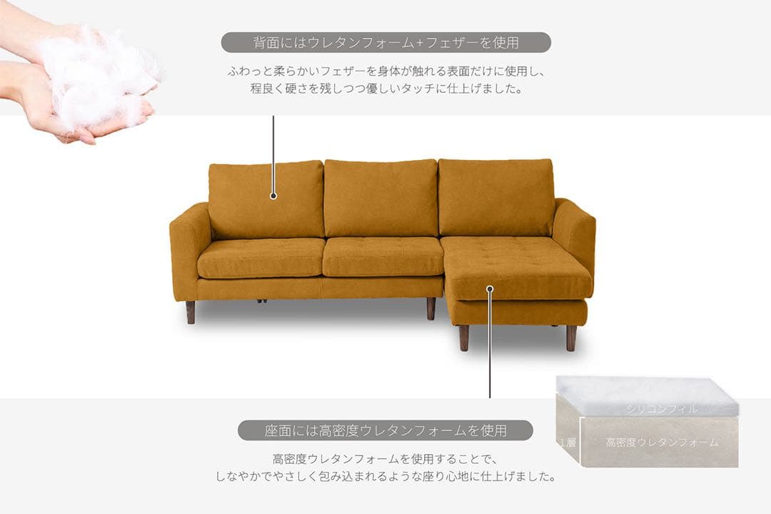 美品 【関家具】マウルスⅡ 3人掛けカウチソファ キャメル リラックスフォーム