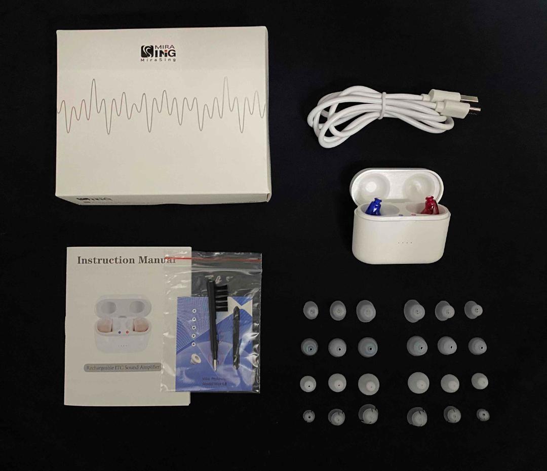 USB充電式 小さい耳穴集音器　両耳セット　高音質　回転ボリューム付き