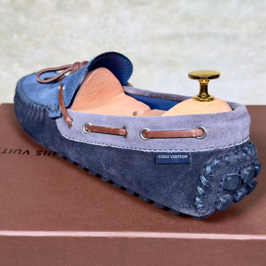 ルイヴィトン アリゾナライン モカシン 7 メンズ スエード ブルー