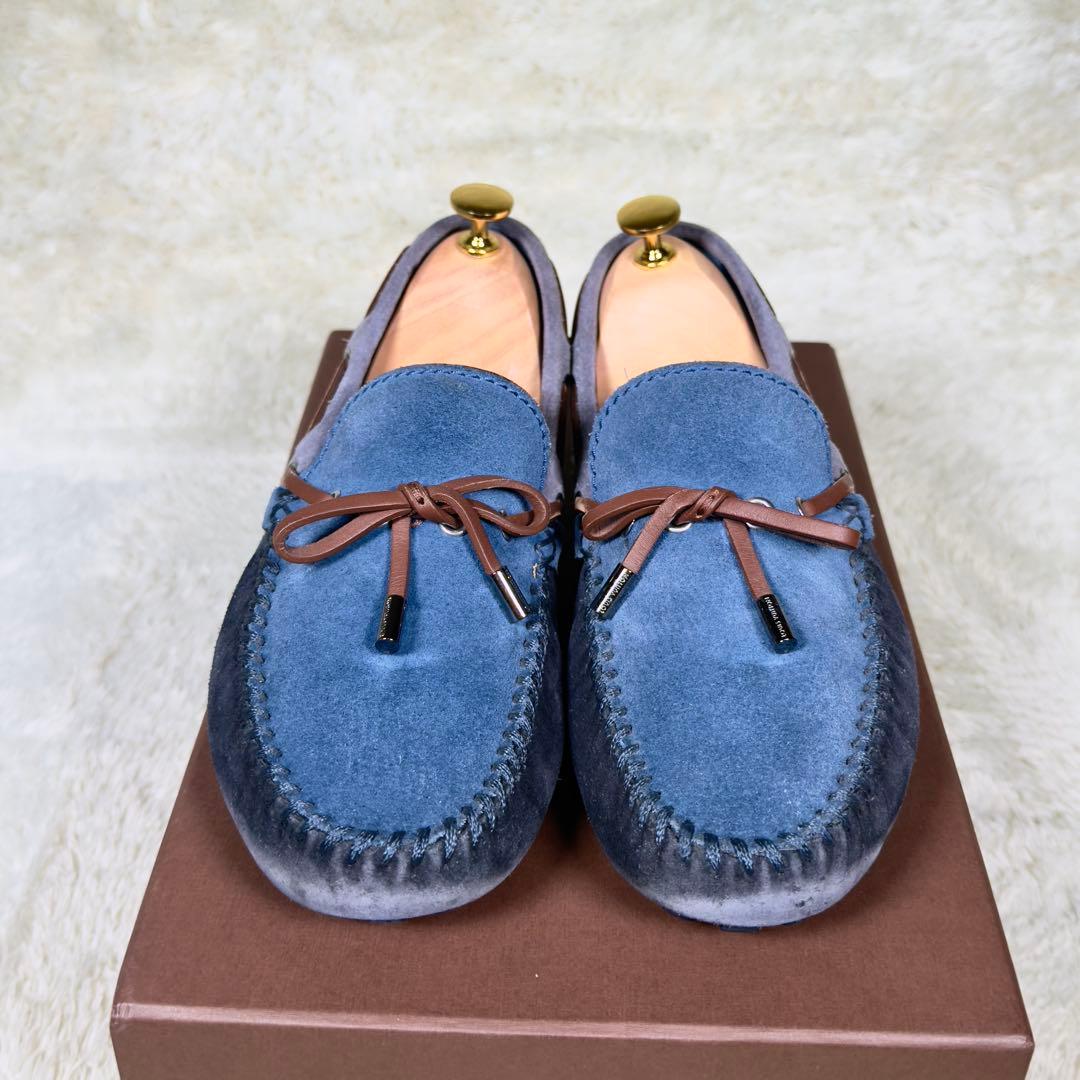 ルイヴィトン アリゾナライン モカシン 7 メンズ スエード ブルー