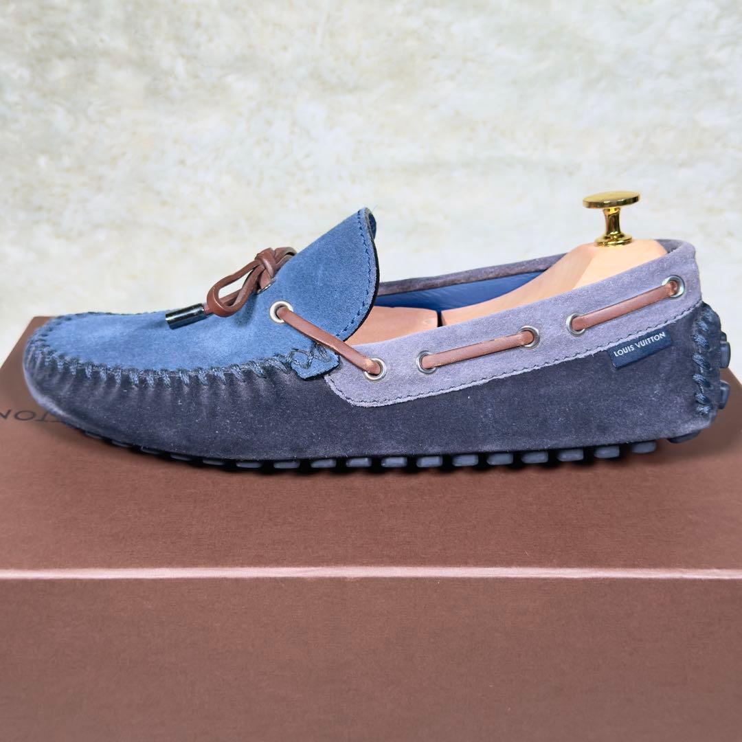 ルイヴィトン アリゾナライン モカシン 7 メンズ スエード ブルー