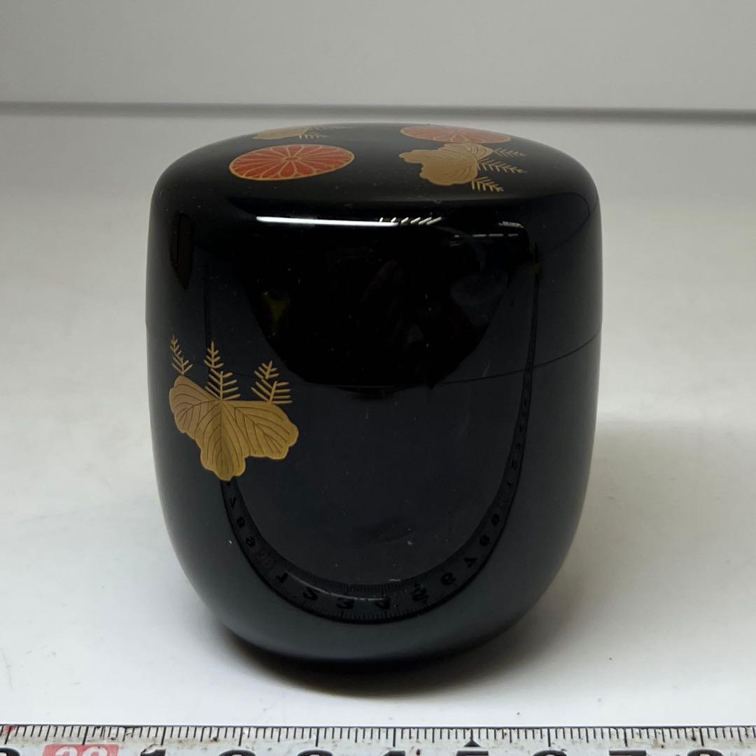 ☆茶3 中村崇悦 高台寺 蒔絵 棗 茶道具 共箱 h7cm 東キ8-0212①