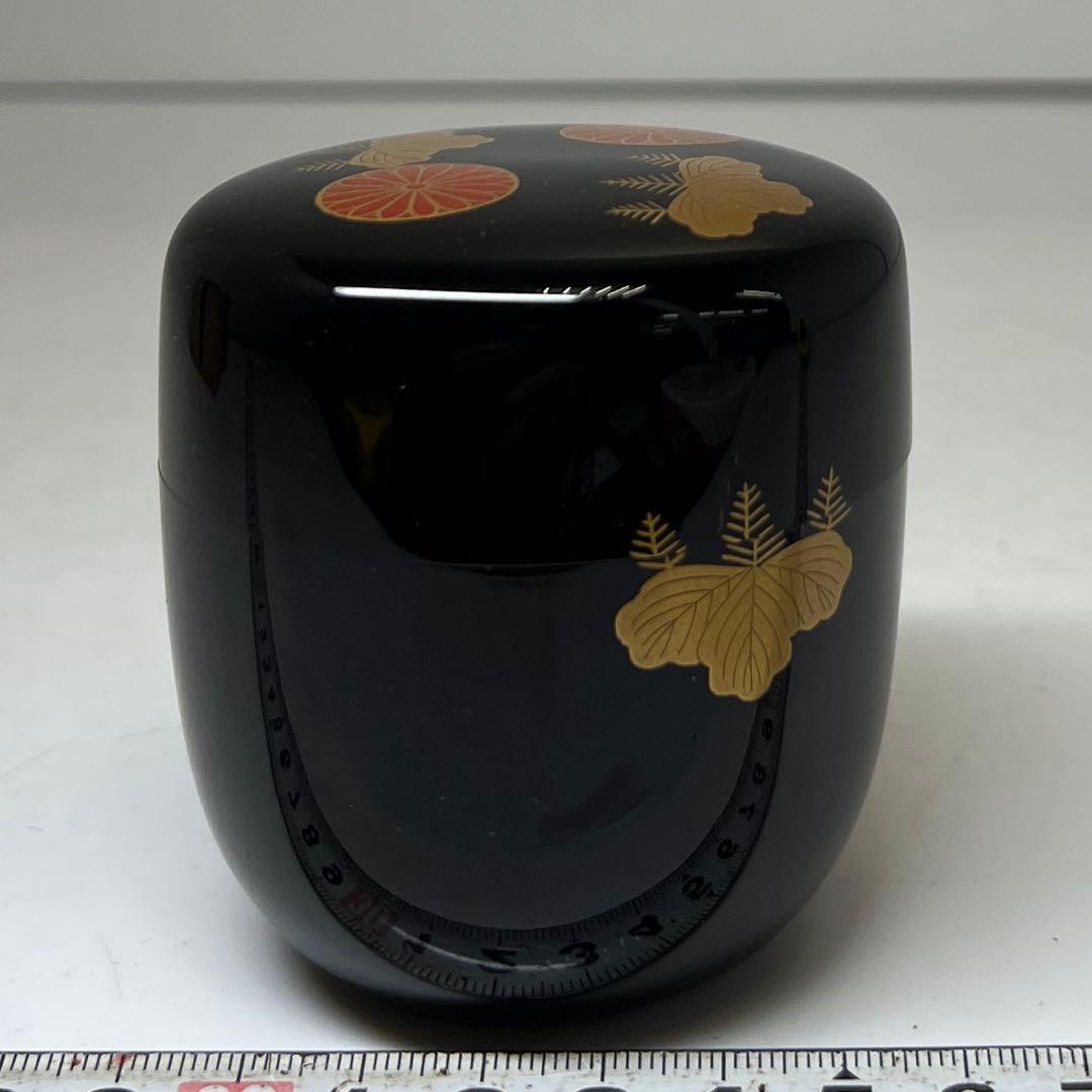 ☆茶3 中村崇悦 高台寺 蒔絵 棗 茶道具 共箱 h7cm 東キ8-0212①