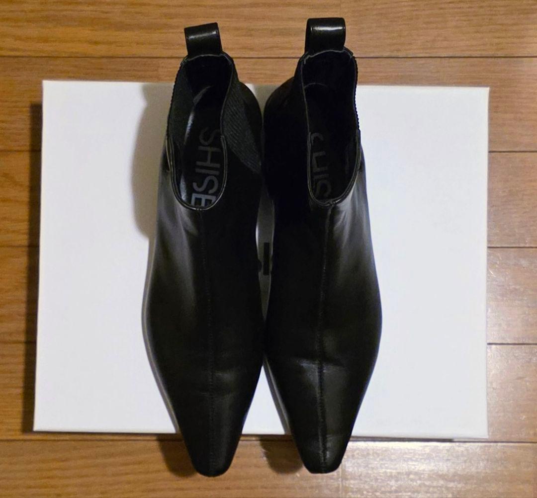 即発送可美品シーセイチゼルトゥアンクルブーツ23.5黒ブラックシセイSHISEI