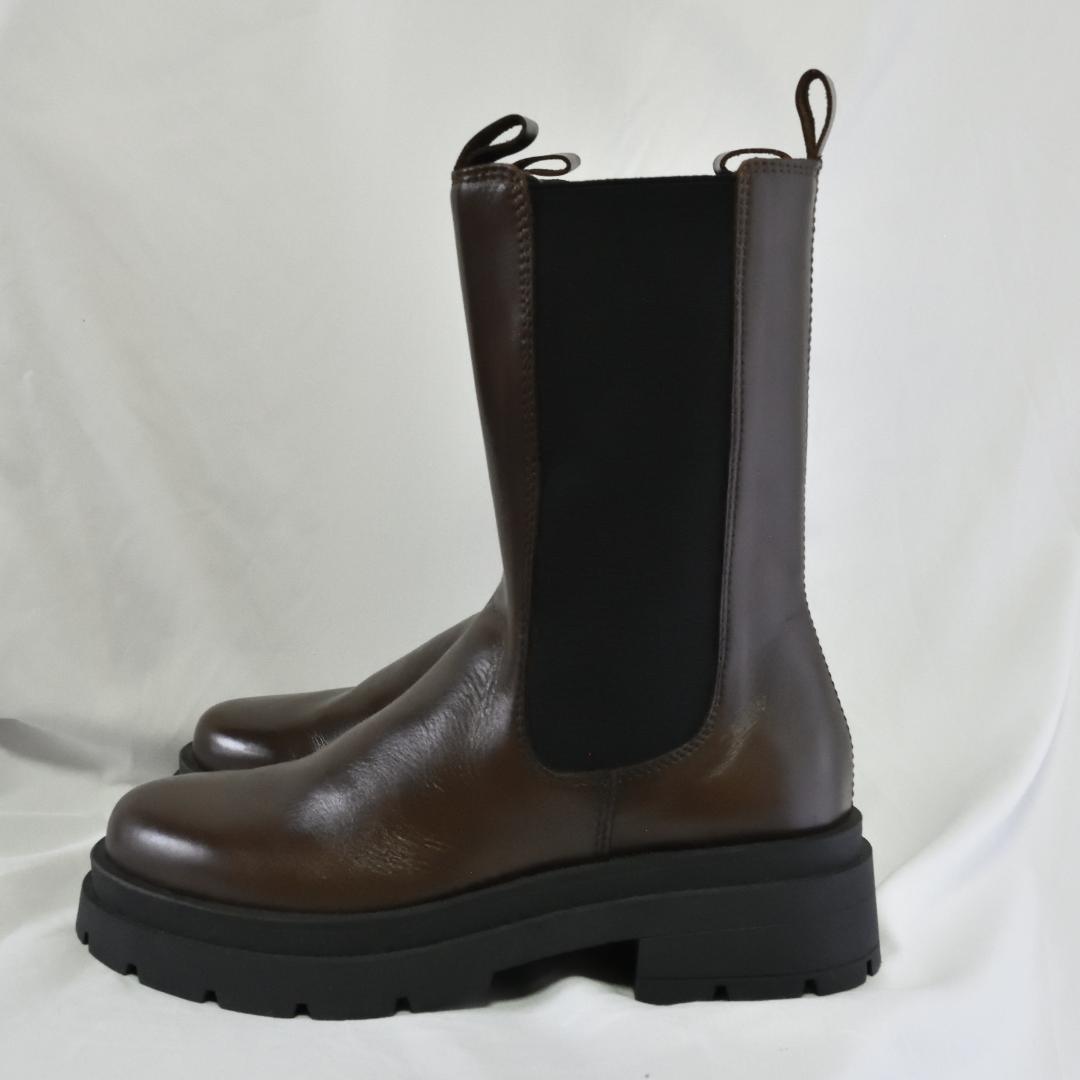 【新品】eness(エネス) レザー サイドゴア ミドル チェルシー ブーツ