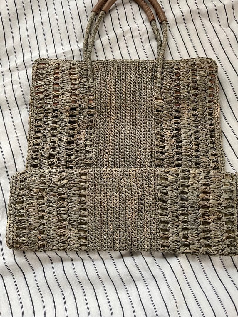 IENA購入　スクエア　ラフィアバッグ