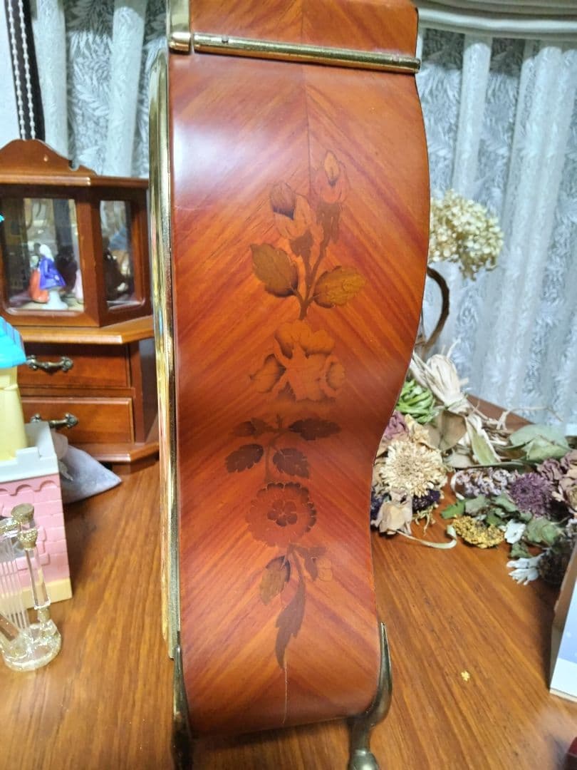 アンティーク 象嵌 振り子置き時計 ジャンク