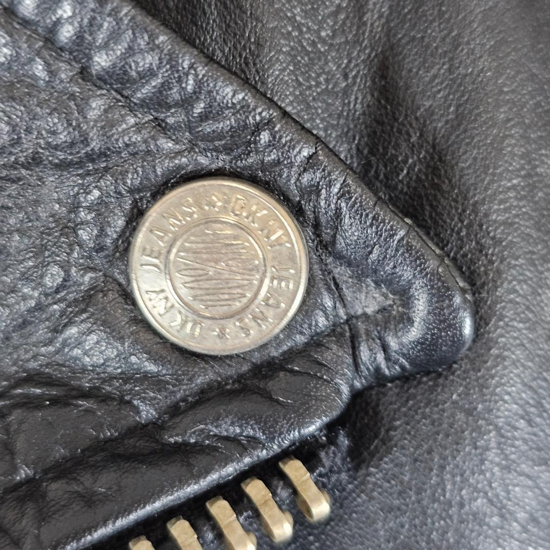 DKNY ライダース レザーベスト 黒 M ドナキャラン ニューヨーク