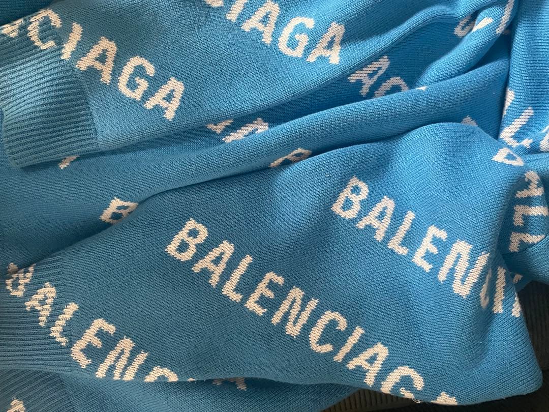 BALENCIAGA ユニセックスニットセーター 青/白